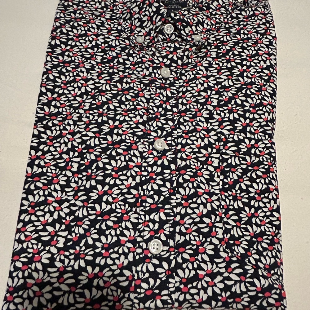 J. Crew Navy Floral Slim Shirt